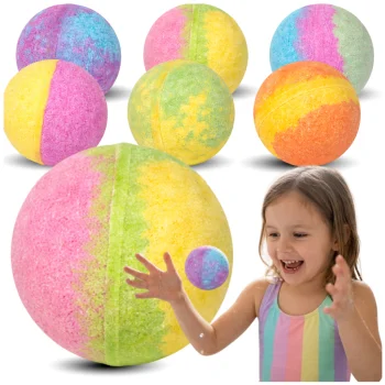 Mavandys vonios rutuliai Rainbow Fizzing Bath Bombs, 6 vnt.