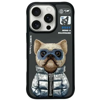 Nimmy Cool&Cute 2.0 Dog dėklas, skirtas iPhone 16 Pro, juodas