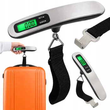 Elektroninės bagažo svarstyklės su LCD ekranu, iki 50 kg, sidabrinės / juodos