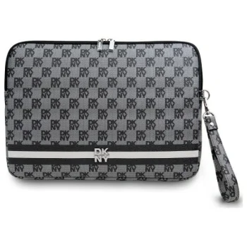 DKNY Checkered Pattern Printed Stripes 14" nešiojamojo kompiuterio dėklas, juodas