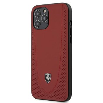 Ferrari iPhone 12 Pro Max dėklas Off Track Perforated, raudonas