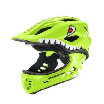 Rockbros TT-32003 Shark vaikiškas šalmas su nuimamu žandikauliu, S (48-52), žalias