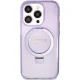 Dėklas Guess Ring Stand Script Glitter MagSafe, skirtas iPhone 15 Pro Max, violetinis