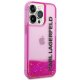 Karl Lagerfeld Liquid Glitter Elong dėklas iPhone 14 Pro Max, rožinis