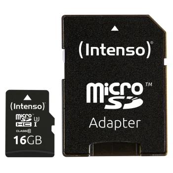 Atminties kortelė Intenso microSDHC 16GB UHS-I U3 V30 Class 10 Professional su SD adapteriu