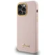 Guess Silicone Script dėklas su metaliniu logotipu ir rėmeliu iPhone 15 Pro, rožinis