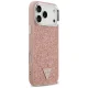 Guess Glitter Triangle Logo MagSafe dėklas iPhone 17 Pro Max, rožinis