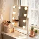 ModernHome makiažo veidrodis su LED apšvietimu 25x30 cm, 9 lemputės, 3 šviesos tonai