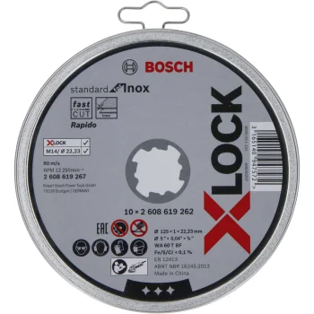Pjovimo diskų rinkinys Bosch X-LOCK Standard for Inox 125 x 1 mm, 10 vnt.