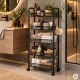 Mobilioji metalinė lentyna ModernHome su 5 lentynomis ir ratukais, juoda