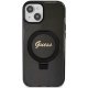 Guess Ring Stand Script Glitter MagSafe dėklas iPhone 15 telefonui, juodas
