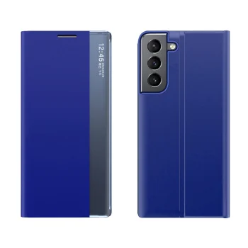 Atverčiamasis dėklas Samsung Galaxy S23 New Sleep Case su stovu, mėlynas