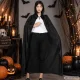 Long Hooded Halloween Cape for Cosplay and Costumes, Black