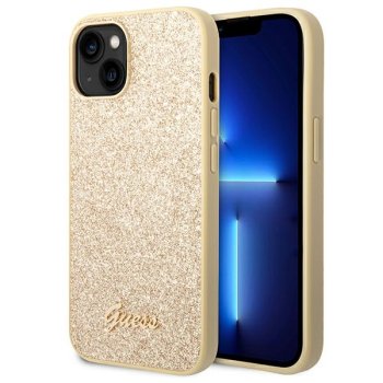 Guess iPhone 14 / 15 / 13 Case Glitter Script, Gold