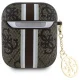 Guess AirPods 1 / 2 dėklas 4G Printed Stripes Charm, ruda
