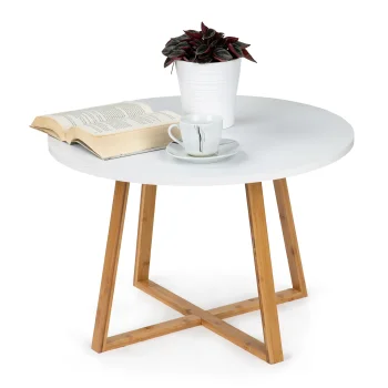Modernhome RH1902-04 Coffee Table 60 cm, White/Bamboo