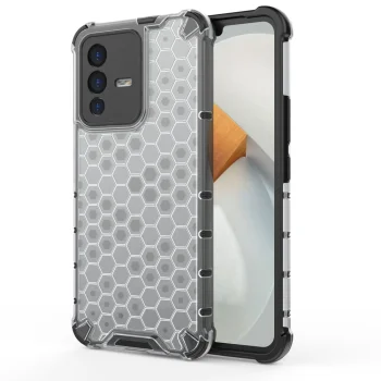 Dėklas Vivo V23 5G telefonui Honeycomb su elastingu rėmeliu, skaidrus
