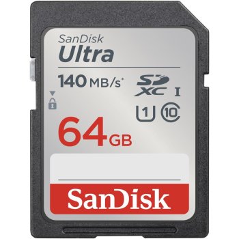 SanDisk Ultra SDXC atminties kortelė 64GB 140MB/s UHS-I Class 10, juoda