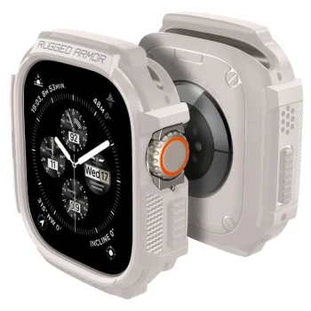 Apsauginis dėklas Spigen Rugged Armor laikrodžiui Apple Watch Ultra 1 / 2 (49 mm), smėlio spalvos