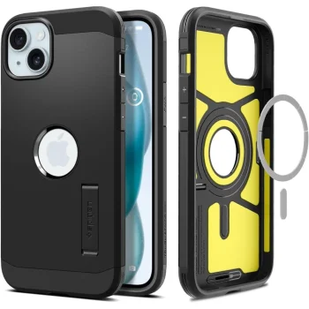 Spigen Tough Armor MagSafe dėklas, skirtas iPhone 15, juodas