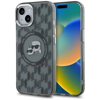 Karl Lagerfeld dėklas iPhone 15 Plus telefonui IML Monogram, juodas