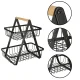 Two-Tier Fruit Basket, Metal and Wood, Black