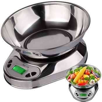 Digital Kitchen Scale with Stainless Steel Bowl, 5kg/1g Precision Food Scale