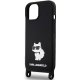 Karl Lagerfeld iPhone 15 Case Crossbody Silicone Choupette, Black