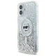 Karl Lagerfeld Liquid Glitter Choupette dėklas iPhone 16 telefonui, skaidrus