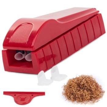 Double manual cigarette rolling machine with tobacco tamper