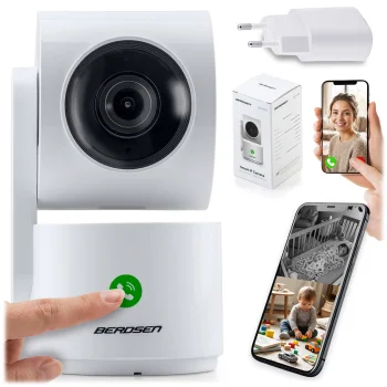 Berdsen BD-942 sukiojama 3 MP IP kamera kūdikio monitorius, balta