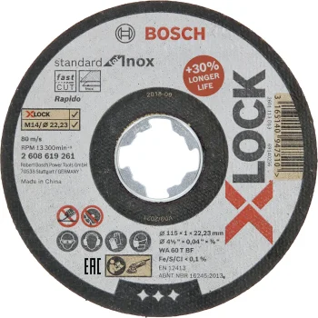 Pjovimo diskas Bosch Standard for Inox X-LOCK, 115 x 1 mm