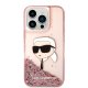 Karl Lagerfeld Glitter Karl\'s Head dėklas iPhone 14 Pro Max telefonui, rožinis