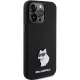 Karl Lagerfeld dėklas iPhone 15 Pro Max, Silicone Choupette Metal Pin, juodas