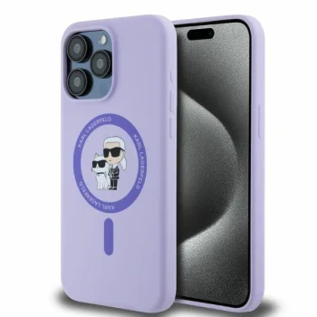 Karl Lagerfeld dėklas iPhone 15 Pro Max su MagSafe, violetinis