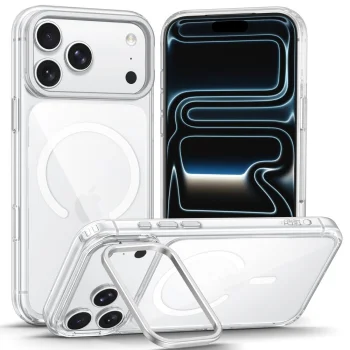 Tech-Protect MagStand MagSafe CC dėklas iPhone 18 Pro Max / 17 Pro Max, skaidrus