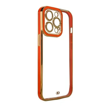 Case for iPhone 13 Pro Fashion Case Gold Frame Gel Cover, Red