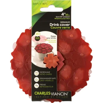 Charles Viancin Geranium silikoniniai gėrimų dangteliai 11.5 cm, 2 vnt., bordo / rožiniai