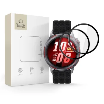 Hibridinis apsauginis stiklas Tech-Protect Glass Flex+, Huawei Watch GT Runner 2, 2 vnt., juodas