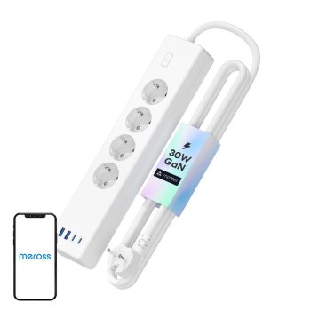 Išmanusis prailgintuvas Meross MSP844 Matter, 4xAC, 4xUSB, 30W PD