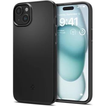 Spigen Thin Fit dėklas, skirtas iPhone 15, juodas