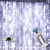 Christmas Wire Fairy Lights Curtain 300 LED USB with Remote, 3x3 m, Cold White