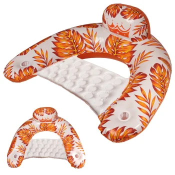 Inflatable Floating Chair with Cup Holders, Orange