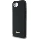 Guess Silicone Script Metal Logo MagSafe iPhone 16e dėklas, juodas