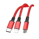 XO NB173 3in1 USB laidas – Lightning, USB-C, microUSB, 1.2 m, 2.4A, raudonas
