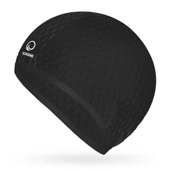 Moteriška silikoninė plaukimo kepuraitė TSUNAMI TEXTURE, juoda
