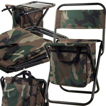 Folding Camping and Fishing Chair with Bag and Backrest, Camouflage
