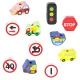 Medinis suvarstymo žaislas Transporto priemonės ir kelio ženklai KX2938
