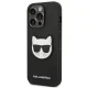 Karl Lagerfeld dėklas iPhone 14 Pro Saffiano Choupette Head Patch, juodas