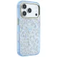 Guess IML Leopard Glitter Triangle Logo MagSafe dėklas iPhone 17 / 18 Pro Max, mėlynas
